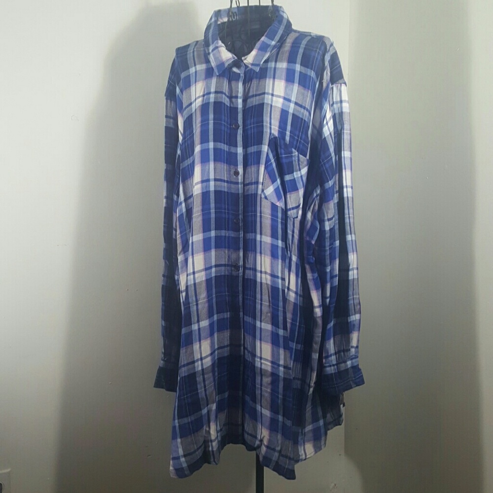 LAST ONE Ava + viv plaid button down shirt 4x NWT - Picture 2 of 6