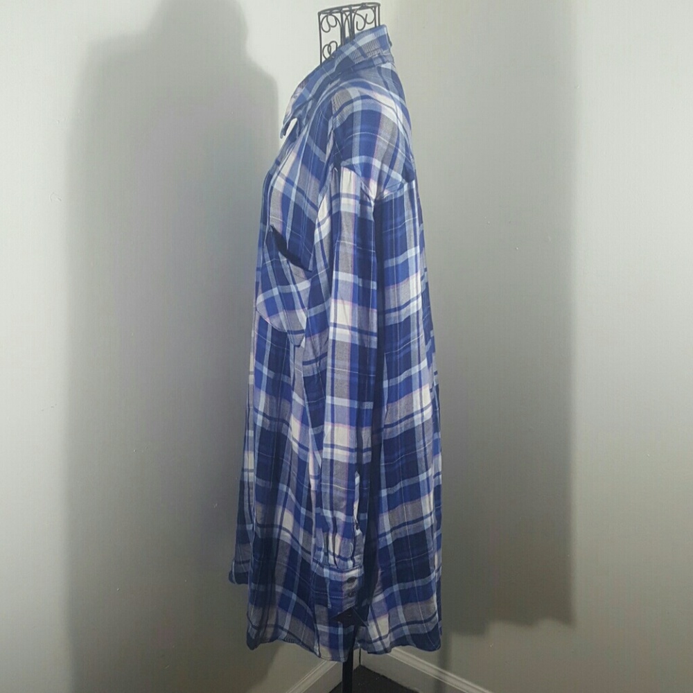 LAST ONE Ava + viv plaid button down shirt 4x NWT - Picture 3 of 6