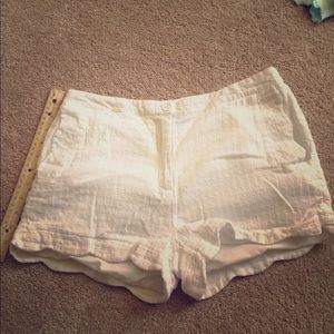 White scalloped shorts