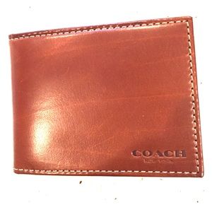Men's coach bifold wallet insert tan leather