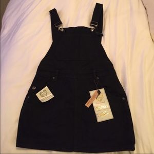 Black denim overall dress