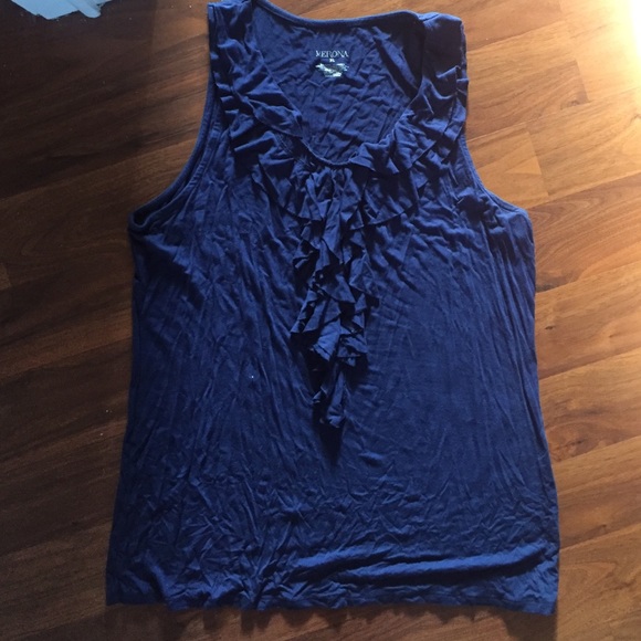 Navy blue tank with ruffles