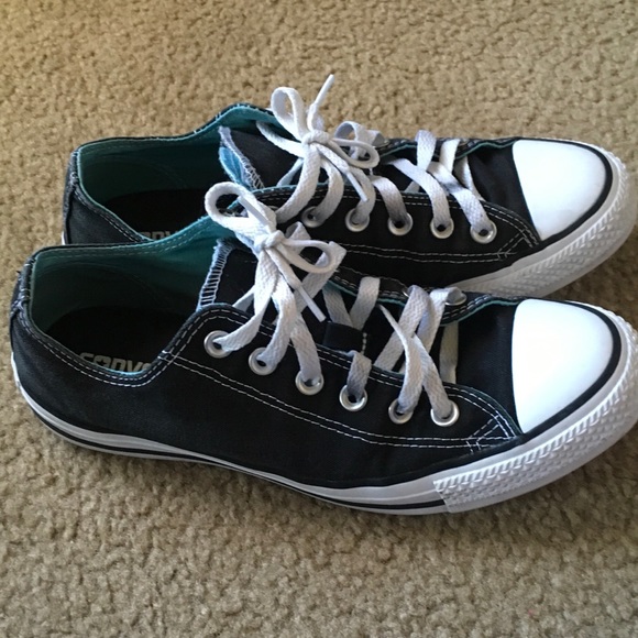 Black,White & Teal converse