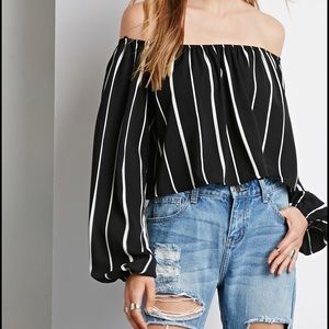 F21 off the shoulder crop top