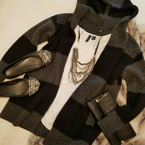 Black and Grey Striped Cardigan