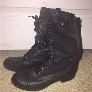 Women's black combat boots