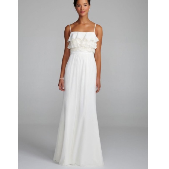 Chiffon layers of lace ivory dress size 2