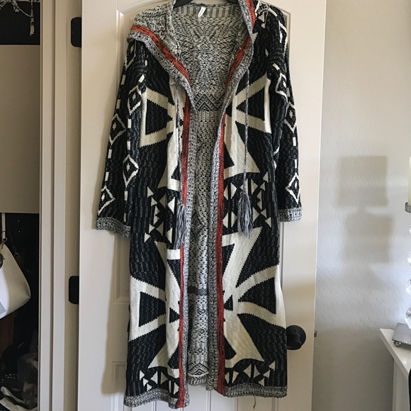 3/4 length hooded sweater cardigan