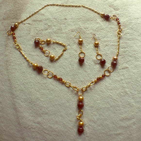 3 piece gold and brown set