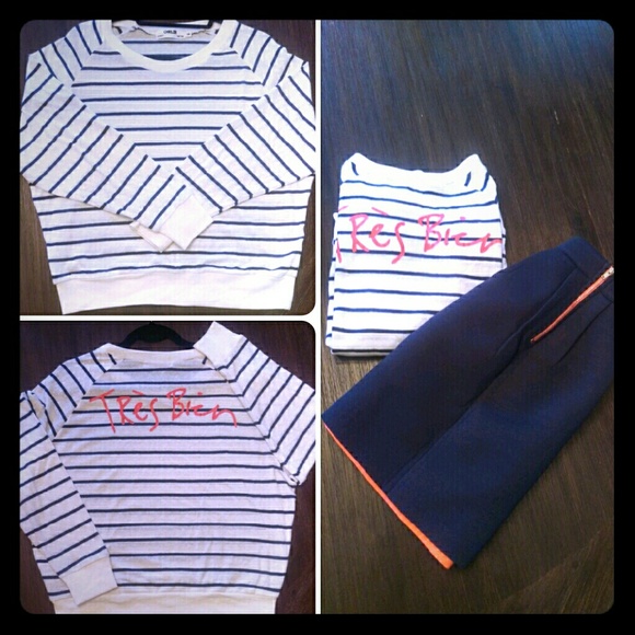 CHRLDR Tres Bien Striped Top Size L - Picture 1 of 3