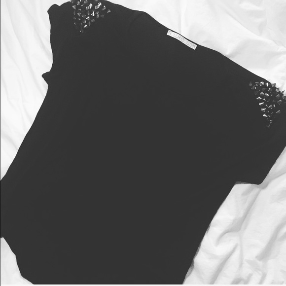 Black shirt with studded shoulders