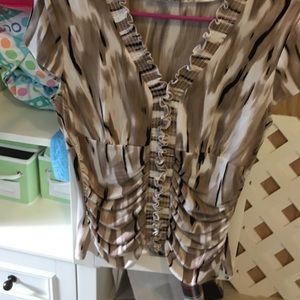 Animal Printed Ruched Front Blouse
