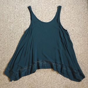 Teal Free People Slip Silk Tank