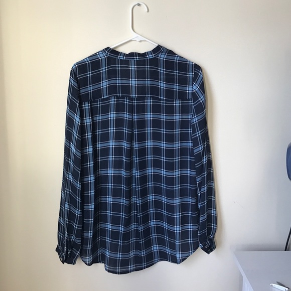 Michael Kors Blue Plaid Shirt - Picture 3 of 4