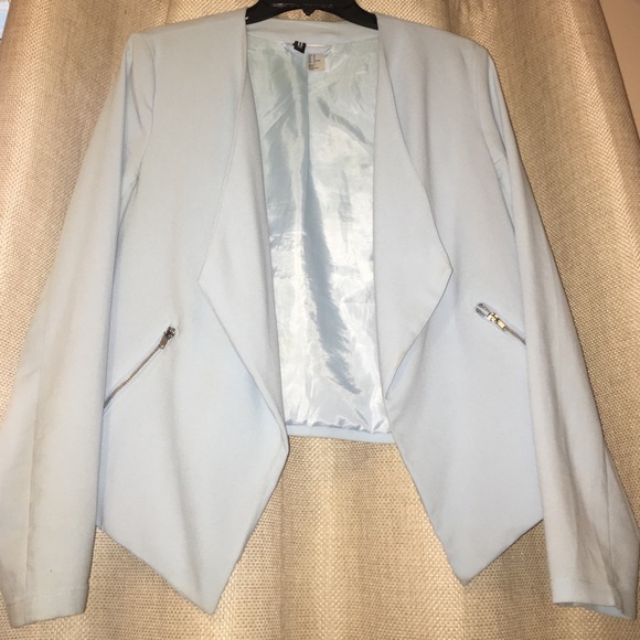 H&M baby blue cropped jacket