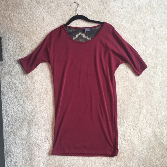 Sparkle and Fade Dark Red dress w/ lace back, XS