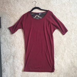 Sparkle and Fade Dark Red dress w/ lace back, XS