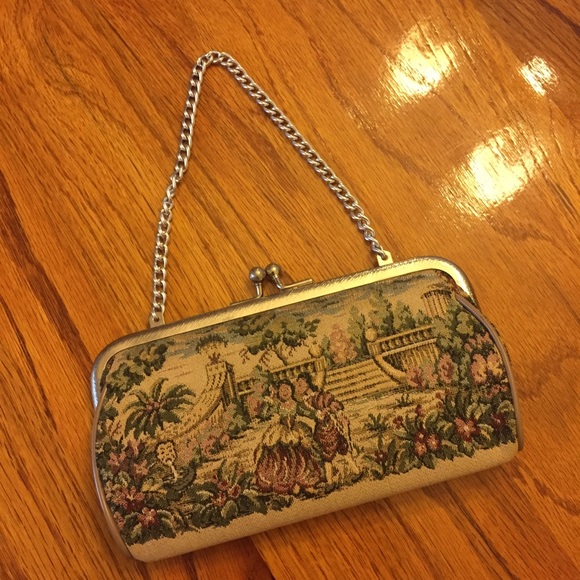 Vintage needlepoint style clutch/phone case