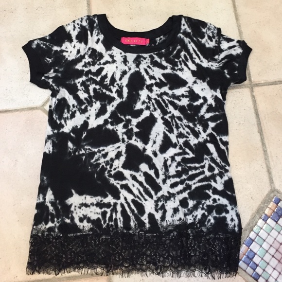GIRLS BLACK&WHITE SHORT-SLEEVE TOP