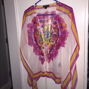 White and pink silky kimono