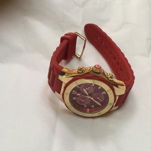 Red Michele Tahitian Jelly watch-like new.