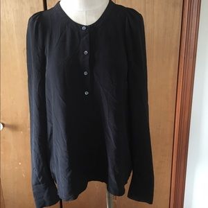 J. Crew 100% Silk Black Blouse