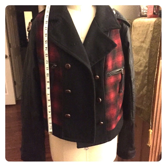 Wool and faux leather jacket.