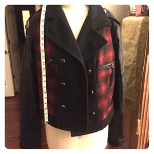 Wool and faux leather jacket.