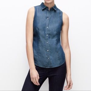 Ann Taylor sleeveless chambray perfect shirt