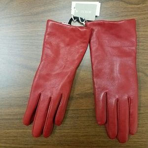 Red leather with cashmere J. Crew gloves