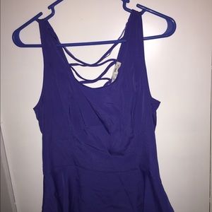 Royal blue cross cross tank