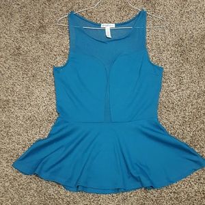 Turquoise transparent blouse