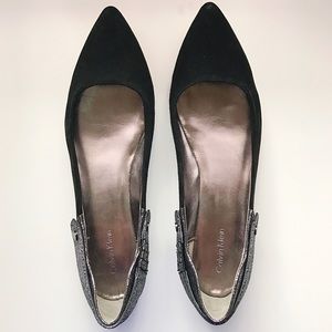 Calvin Klein black & gunmetal Brielle flats