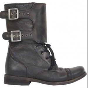 Allsaints damasi brown leather combat boots
