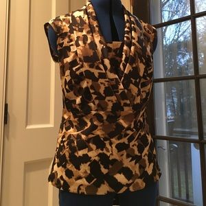 Sleeveless brown leopard print blouse Ann Taylor 2