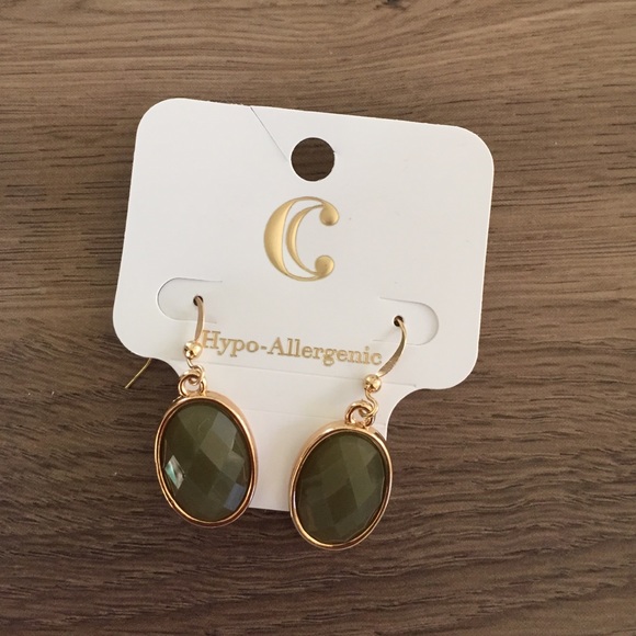 Olive Green & Gold Earrings
