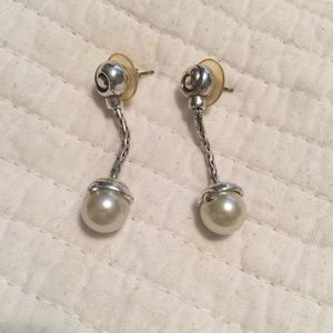 Brighton drop-down pearl earrings.