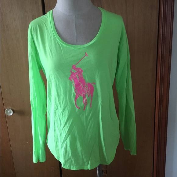 Pink Pony Ralph Lauren Neon Green Long Slv Sm