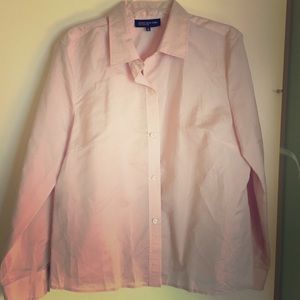 Long Sleeve Button Down. Pink and White.