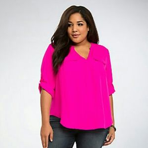Torrid Georgette Pullover Pink Blouse