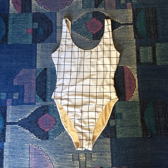 Grid print Malibu one-piece
