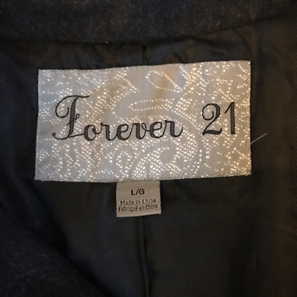 Forever 21 Women's Pea Coat, GRAY, SIZE LARGE. - Picture 2 of 2