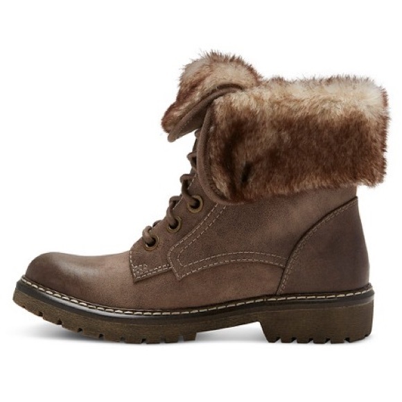 Mossimo Supply Co. Shoes - Brown "Combat Boots" with faux fur inside, NWT