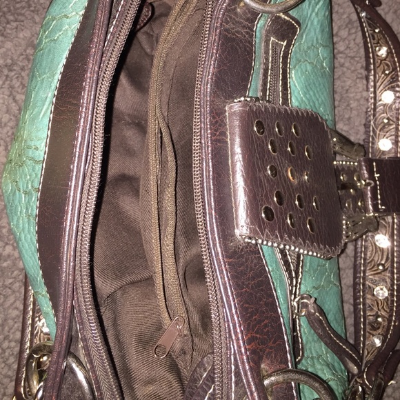 Western Turquoise Rhinestone Purse - Picture 3 of 4