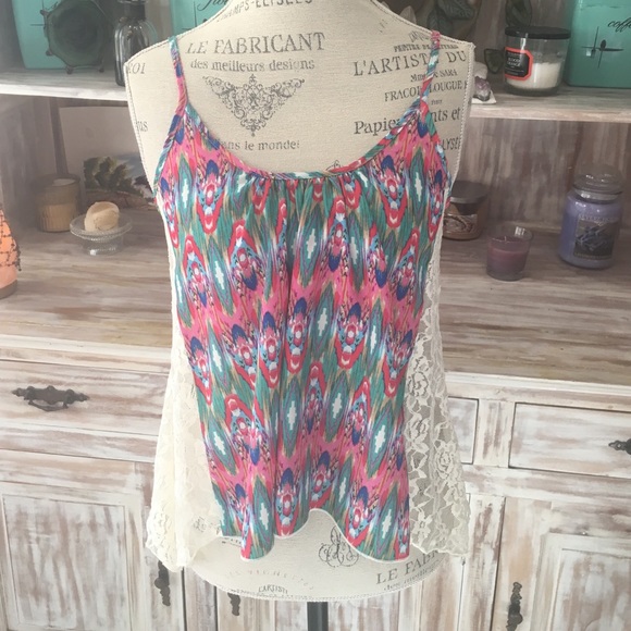 NWOT "Spring Fling" sateen & lace top - Picture 1 of 3