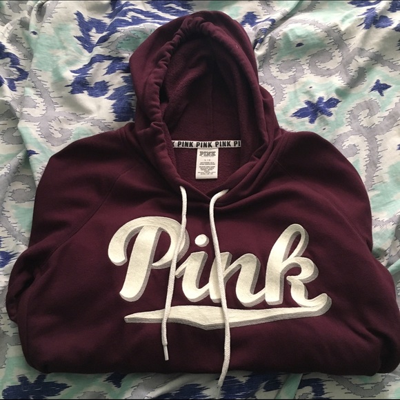 Victoria's Secret Pink Burgundy Pull Over Hoodie