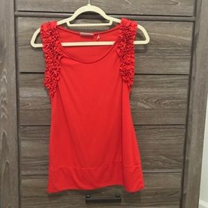 Red tank with ruffles