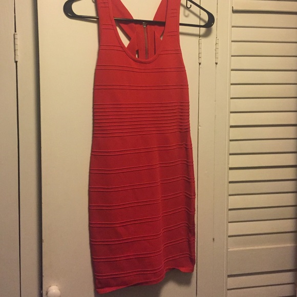 Red Cut-out back Bandage Dress