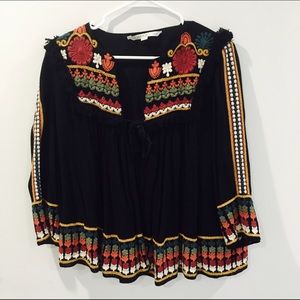 Zara floral embellished tie cardigan.