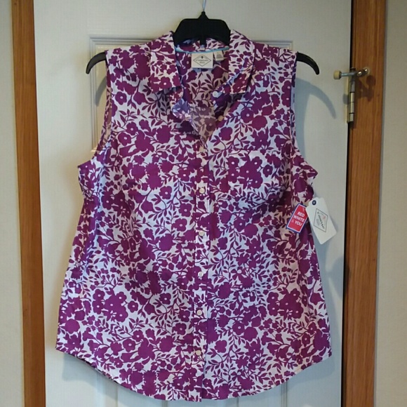 St. Johns Bay purple and white top - Picture 3 of 4